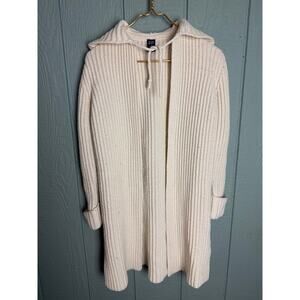 Gap Hooded Wool Chunky Knit Long Open Cardigan, Small